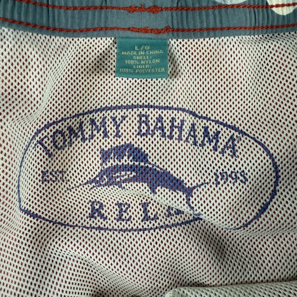 Tommy Bahama Relax‎ Swim Trunks Men Large Coral Orange Cargo Drawstring Liner - Picture 9 of 10